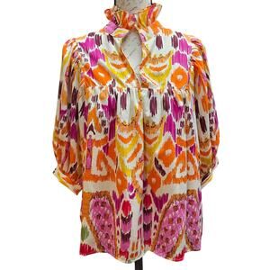 Womens Small Fall Colored Blouse Half Sleeves Puffed Relaxed Fit Lightweight